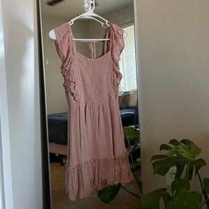 Light pink mini dress with cute back tie